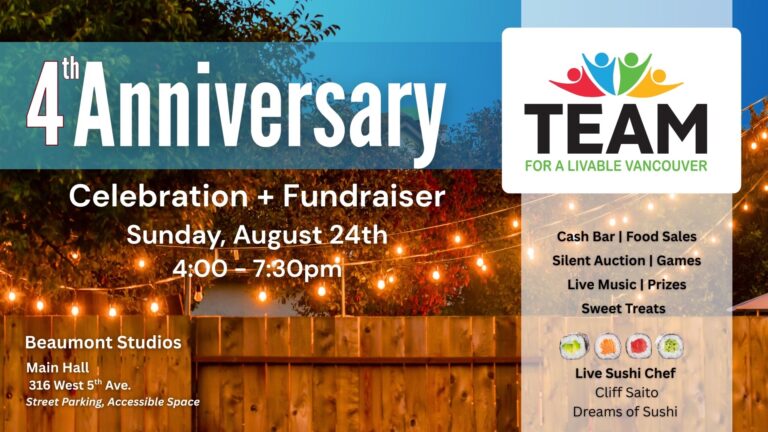 TEAM’s 4th ANNIVERSARY CELEBRATION and FUNDRAISER