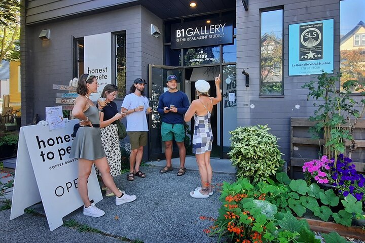 People gathered outside B1 Gallery at The Beaumont Studios
